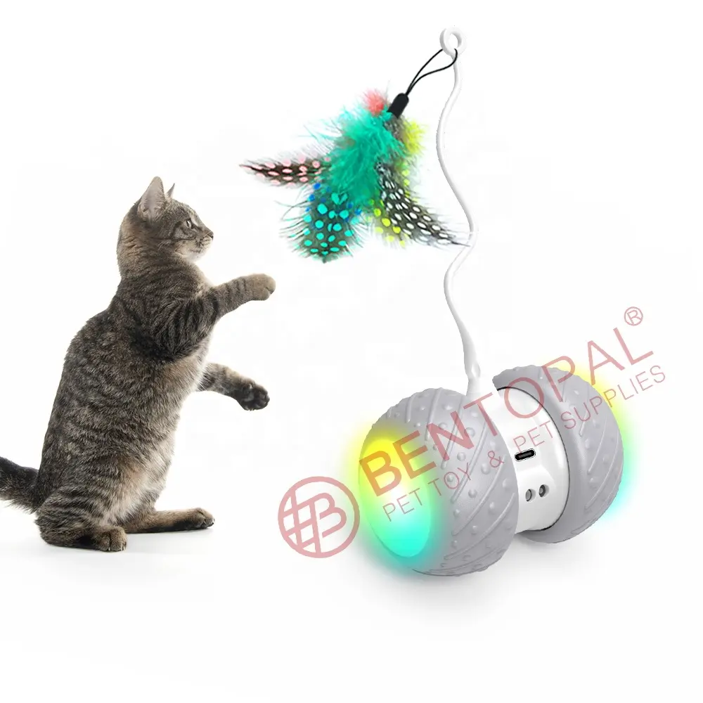 [2022 Upgraded] Interactive cat Toy Plays Automatically Feather Sticks Cat toy Senses and reacts to your cat automatically