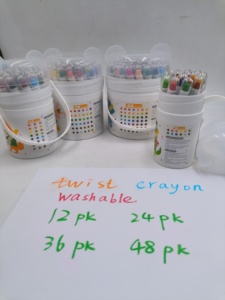 Crayons de cire lavables non toxiques pour <span class=keywords><strong>peinture</strong></span>, crayons de couleur soyeux en boîte avec poignée pour le dessin - Product Image 2