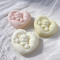 Ours endormi en forme de coeur bougie moule saint valentin idée cadeau ours Silicone moule décor à la maison cadeau de mariage