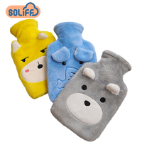 Warm Hot Water Bottle with Soft Plush Fur Hot Water Bag for Neck Shoulder Pain and Hand Feet Warmer