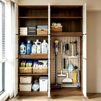 Meuble de rangement multi-niveaux moderne en promotion pour les outils de nettoyage et les articles ménagers