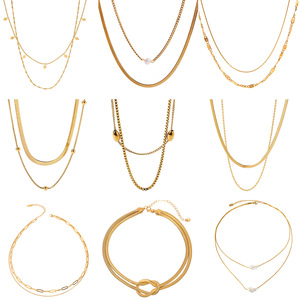 Collier double couche en acier titane, bijoux unisexes, élégants et décontractés - Product Image 5