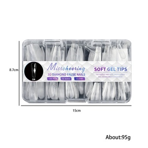 120-140 pièces de faux ongles flexibles 3D en diamant, extensions d'ongles en ABS, amande naturelle, transparents, fins, sans trace, à presser - Product Image 3