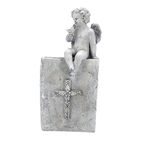 La prière du commerce extérieur de la croix de Sainte-<span class=keywords><strong>Marie</strong></span> est décorée d'une statue de Cupidon Ornement de jardin Artisanat en résine - Product Image 4