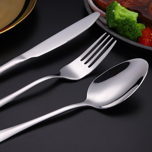 Cubiertos de Acero Inoxidable 1010, Cuchillos, Tenedores y Cucharas, Cubiertos para Carne, Cucharas Redondas y Puntiagudas Reforzadas, Suministros para Hoteles - Product Image 3