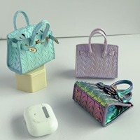 Mini sac tissé à motif platine, accessoires de voiture, sac haut de gamme pour écouteurs AirPods, mini sac tendance pour femmes