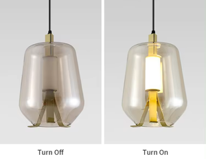 Zeal Lighting Venta al por mayor Pantalla de vidrio moderna Hierro Oro Luz de techo Interior Led Lámpara colgante de vidrio - Product Image 3