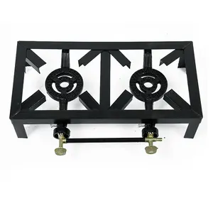 Outdoor Durable 2 Burner Angle Iron Independent Switch Gas Cooking Stove Commercial Kitchen Gas Stove 2 Burner