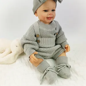 Paléo nouveau-né bébé gros pull en tricot vêtements infantile salopette Bloomers tricoté ensemble de vêtements (prix uniquement pour l'ensemble)