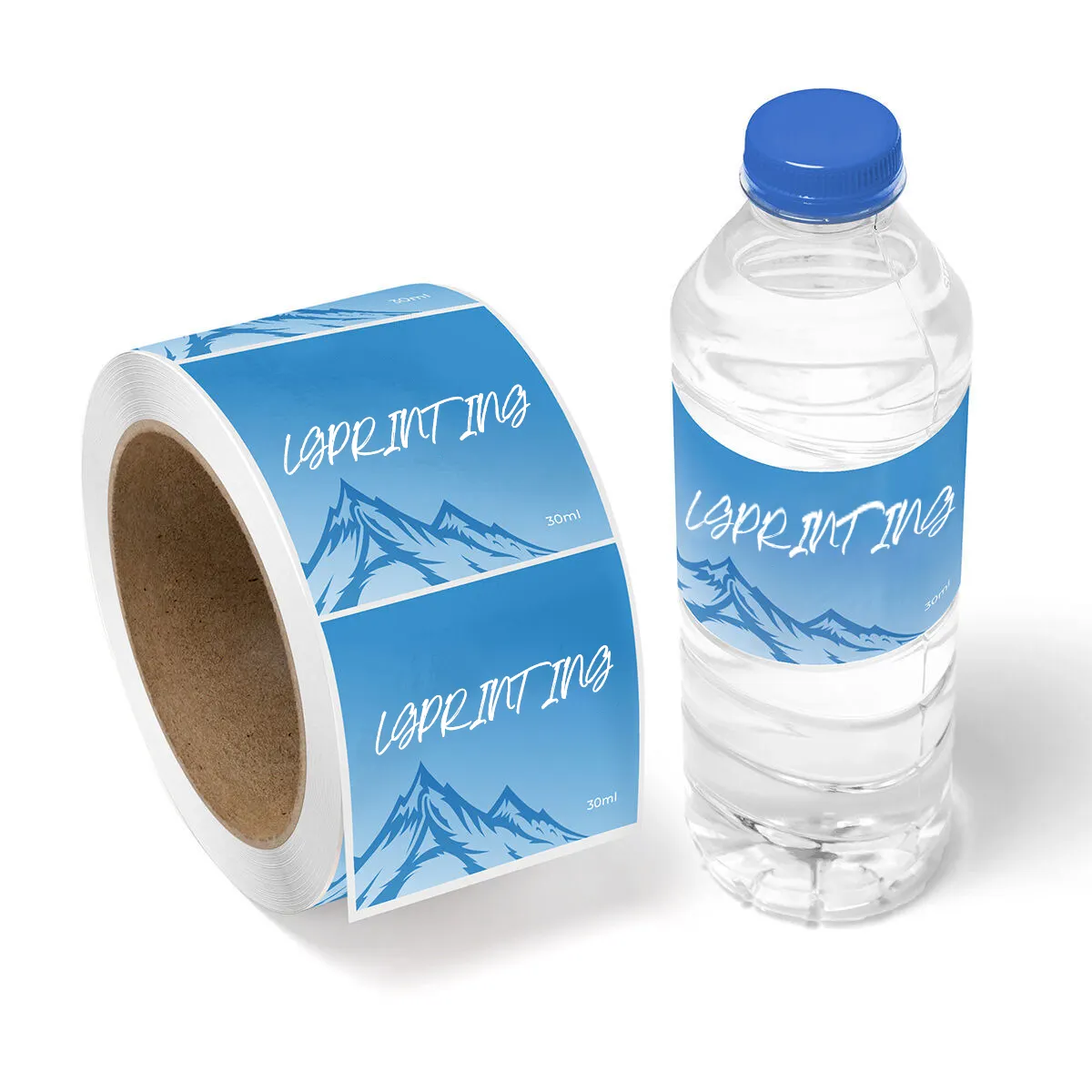 Etiqueta de botella de agua de alta calidad etiquetas PCV PET para botellas de plástico Etiqueta de impresión de botella de agua personalizada