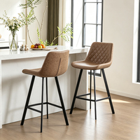 Chaises de bar et tabourets de comptoir hauts en cuir marron, style nordique moderne de luxe, pour petit-déjeuner, vente en gros