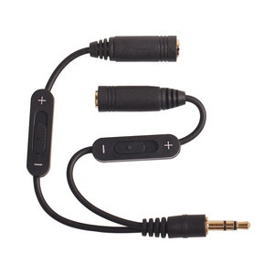 3.5mm 1 erkek 2 kadın Steeo Aux ses Y dağıtıcı adaptör kablosu dönüştürücü kablosu <span class=keywords><strong>PC</strong></span> MP3 Laptop için ses kontrolü ile kulaklık - Product Image 3