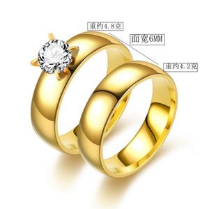 Anillo De Acero Inoxidable Titanium Steel <b>Couple</b> <b>Ring</b> Gold Plated Zirconia Wedding <b>Ring</b> Stainless Steel Inlaid Zircon Lover <b>Ring</b> - Product Image 6
