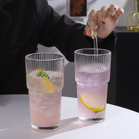 Verre à café américain à rayures verticales, verre à glace, verre à latte, verre à jus, verre à vin, verre à eau, pour la maison