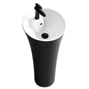 Ceramic Pedestal <b>Basin</b> <b>Round</b> Vessel Floor Standing Sink Single Hole Glossy Finish Bathroom Sink - Product Image 5