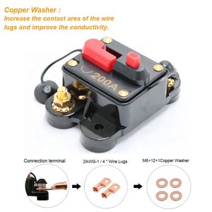 Bloc de fusibles en ligne pour autoradio 12V-24V CC, protection contre les surcharges du moteur, <span class=keywords><strong>12</strong></span> <span class=keywords><strong>volts</strong></span> pour voiture, SUV, marine, <span class=keywords><strong>disjoncteur</strong></span> avec réinitialisation manuelle - Product Image 5