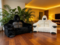 Canapé géant en tissu style Gorilla King personnalisé, fauteuil en peluche en forme de gorille, mobilier de salon, design animalier