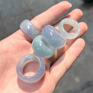 Tự nhiên blueish ngọc Vòng xác thực jadeite Nhẫn ngón tay cái nhẫn trang sức tinh khiết đá thẳng arc cạnh cho nam giới phụ nữ - Product Image 2