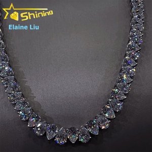 Bijoux Hip Hop en Moissanite Diamant VVS, Bracelet Tennis Personnalisé Iced Out en Moissanite VVS, <span class=keywords><strong>Collier</strong></span> Chaîne Tennis en Argent 925 - Product Image 1