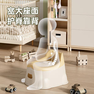 Asiento de entrenamiento para ir al baño para bebés, de plástico grueso antideslizante, con respaldo para niños pequeños. - Product Image 1