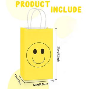 Bolsas de Papel con Diseño de Cara Sonriente, Amarillas, para Fiestas, Recuerdos, Bolsas de Regalo Desechables - Product Image 2