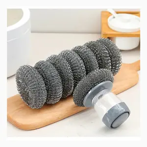 Mini Cleaning Brush Kitchen Heavy Duty Wire Ball Kitchen Cleaning Brush Soap Dispensing Palm Brushes Stainsteel Cleaning