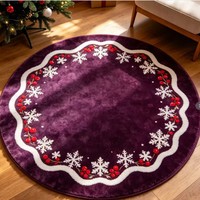 Tapis de sol circulaire en fausse fourrure de cachemire pour Noël, motif sapin de Noël, pour salon, canapé, entrée, absorbant et antidérapant
