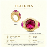 Bague en pierre précieuse violette, cuivre plaqué or 18 carats, bijoux en cristal de verre K9, bague de cocktail élégante pour femmes