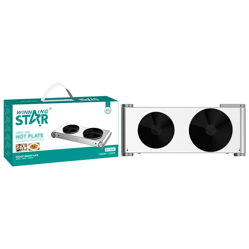 WINNING STAR, calentador de doble quemador, placa caliente, estufa de Cocina eléctrica multifunción portátil de acero inoxidable para el hogar