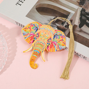 Segnalibro in Lega Smaltata Stile Esotico con Elefante, Vintage <span class=keywords><strong>Etnico</strong></span> Colorato Mandala, con Nappe Dorate - Product Image 6