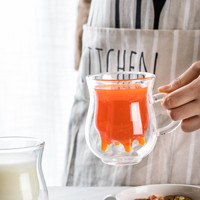 Mug isotherme à double paroi en verre 200 ml (7 oz) – Design moderne et créatif en forme de veau mignon – Sûr pour les aliments – Portable pour café et lait