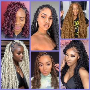 Extensions de cheveux synthétiques au crochet Afro Kinky Twist pour femmes, tresses en vrac pour le printemps, fausses locks papillon, trame simple, tresses africaines - Product Image 5