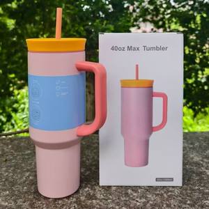 Vaso Térmico Personalizado de Acero Inoxidable de 40oz con Asa y Pajita, <span class=keywords><strong>Taza</strong></span> de Café Popular para Viaje, Reutilizable y Aislada - Product Image 4