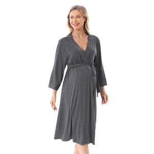 <strong>Maternity</strong> <strong>Pajamas</strong> Pregnant Women Lounge Wear Breastfeeding Wrap Dress <strong>Hospital</strong> Nursing Robe Plus Size Soft Fabric - Product Image 2