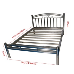 Lit en acier inoxydable <span class=keywords><strong>nordique</strong></span> modèle FS0914 180x200x110cm, structure en acier pour appartement locatif et chambre à coucher, expédition en une seule pièce - Product Image 3