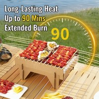 JIAHUI Tuin Familie Grote Wegwerp BBQ Grill 40x30cm Opvouwbare Papieren Houtskoolgrill Zonder Metaal Buiten Picknick Grill