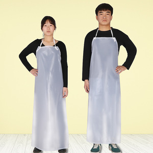 Transparent Pvc Waterproof <b>Apron</b> For Cooking Food Handling Household Use Solid Color Long Length Protective Wear - Product Image 1
