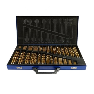 Ensemble de forets hélicoïdaux à revêtement de titane, mèches HSS rotatives dans une boîte en métal, de 15 à 230 pièces - Product Image 1