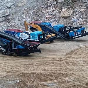 Broyeur mobile portatif de type chenille pour le concassage de pierre de roche de granit Concasseur à mâchoires Moteur de machine Petit concassage mobile de béton - Product Image 1