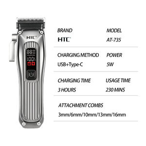 Máquina Profesional para Cortar Cabello HTC AT-735, Cortadora <span class=keywords><strong>de</strong></span> Cabello Profesional <span class=keywords><strong>de</strong></span> Alta Velocidad con 8000 RPM - Product Image 5