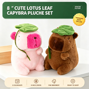Peluche de <span class=keywords><strong>Capibara</strong></span> Suave de 20 CM con Sombrero de Hoja de Loto, Juguete de Peluche, Premio para Máquinas de Arcade de Centros Comerciales, <span class=keywords><strong>Compra</strong></span> Directa de Fábrica - Product Image 1