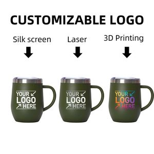 12oz Wine Tumbler With Handle Stainless Steel <b>Double</b> <b>Wall</b> Vacuum Insulated Custom Logo Travel <b>Mug</b> Wholesale Promotional Gift - Product Image 4
