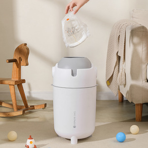 Diaper Trash Can 12L Cylindrical Odor Proof With Removable Inner Bucket Indoor Use <b>White</b> - Product Image 2