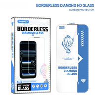 Film de protection d'écran en verre trempé ultra-fin 9H transparent anti-statique avec bordure en dentelle découpée au diamant 3D sans bords pour téléphone portable