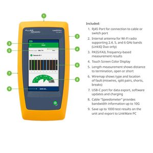 Fluke Networks LinkIQ Duo <b>Cable</b> Wi-Fi Network Tester <b>Battery</b> Powered Yellow - Product Image 3