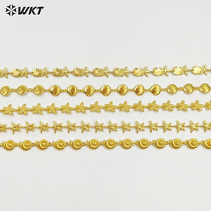 WT-JFN44 più recente collana da donna serie oceano giallo ottone placcato oro stella marina <span class=keywords><strong>e</strong></span> conchiglia a forma di capesante per festa indossando gioielli - Product Image 2