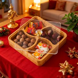 Wooden Dried Fruit Platter Solid Wood Candy Snack <b>Tray</b> Household <b>Tea</b> <b>Tray</b> Engagement Wedding Fruit Box - Product Image 3