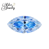 Belle pierre de moissanite bleu aqua en vrac, forme feuille marquise, cabochon, moissanite synthétique