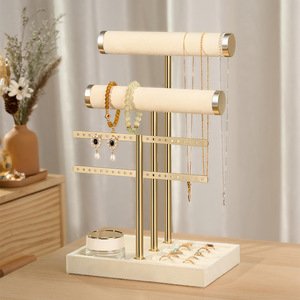 3 Tier Jewellery Stand Organiser Beige Velvet Display for Necklaces, Bracelets, <b>Earrings</b> Jewellery Box for Women with Detachable - Product Image 2