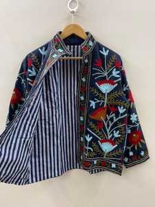 เสื้อแจ็คเก็ตโบโฮปักลายสัตว์แบบซูซานี ผ้ากำมะหยี่ ติดกระดุม บุด้วยใยฝ้ายรักษ์โลก เสื้อคลุมกิโมโนฤดูหนาว ทำด้วยมือ เหมาะเป็นของขวัญ - Product Image 3